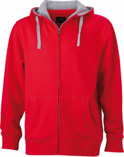 Mens Lifestyle Zip Hoody - red/grey heather