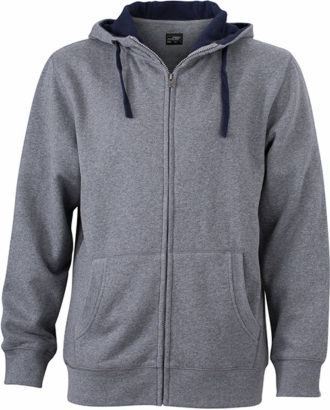 Mens Lifestyle Zip Hoody - grey-melange/navy