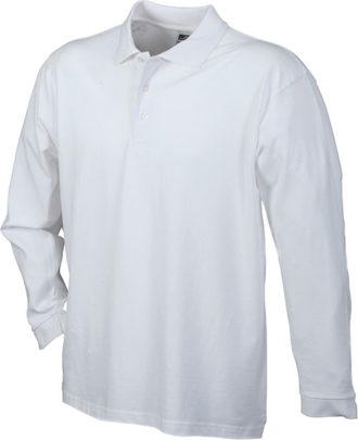 Werbeartikel Poloshirt Langarm Heavy - white