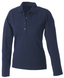 Damen Werbeartikel Poloshirt Langarm Elastic - navy