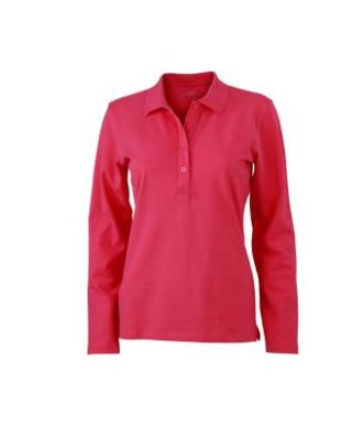 Damen Werbeartikel Poloshirt Langarm Elastic - pink