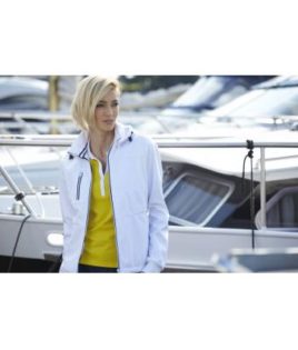 Ladies Maritime Jacket James & Nicholson - white / white / navy