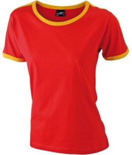 Ladies Flag T James & Nicholson - red/gold yellow