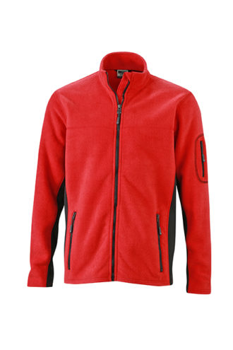 Mens Workwear Fleece Jacket James & Nicholson - red/black