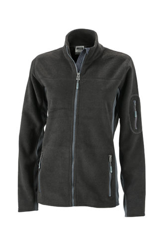 Ladies Workwear Fleece Jacket James & Nicholson - black/carbon