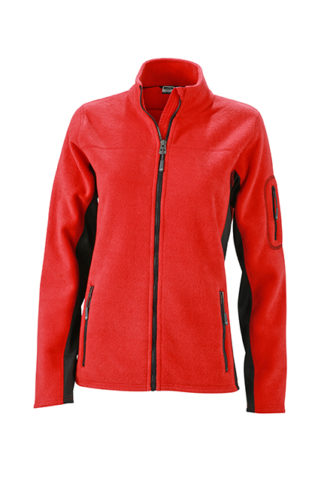 Ladies Workwear Fleece Jacket James & Nicholson - red/black