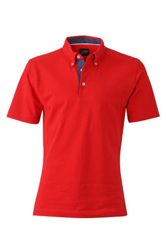 Mens Plain Polo James & Nicholson - red/dark denim