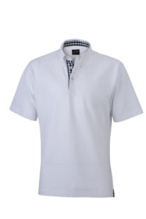 Mens Plain Polo James & Nicholson - white/navy/white