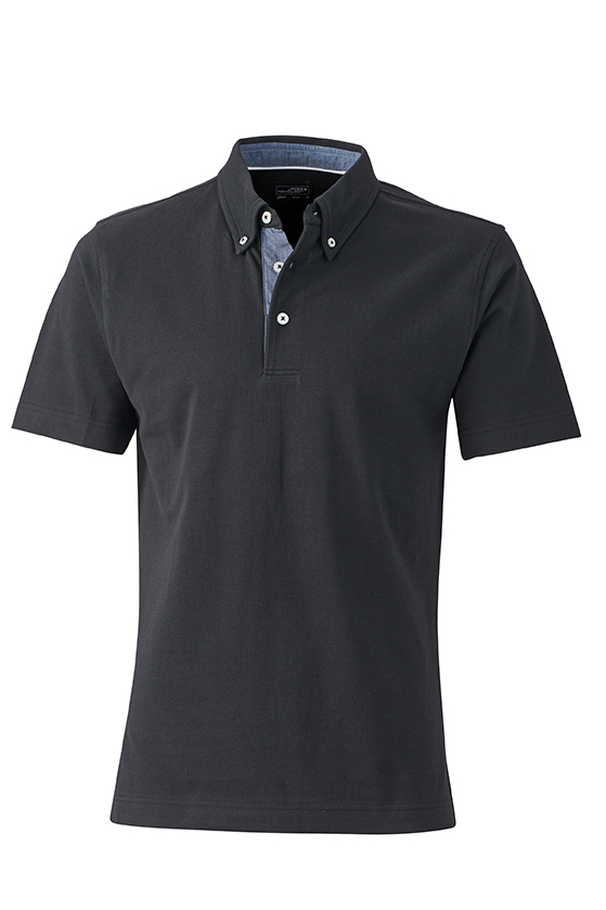 Mens Plain Polo James & Nicholson - black/light denim