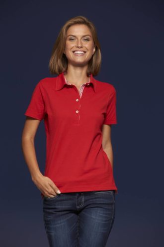 Ladies Plain Polo James & Nicholson - red/red white