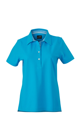 Ladies Plain Polo James & Nicholson - turquoise/turquoise white Ladies Plain Polo James & Nicholson - turquoise/turquoise white