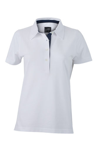 Ladies Plain Polo James & Nicholson - white/dark denim