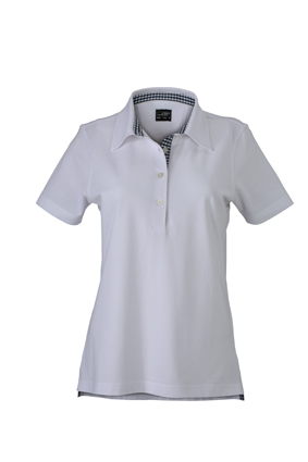 Ladies Plain Polo James & Nicholson - white/navy/white