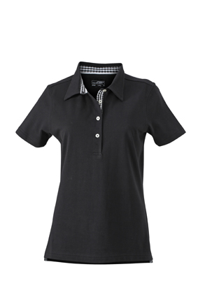 Ladies Plain Polo James & Nicholson - black/black white Ladies Plain Polo James & Nicholson - black/black white