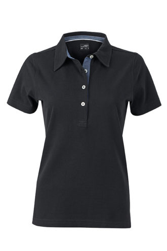 Ladies Plain Polo James & Nicholson - black/light denim