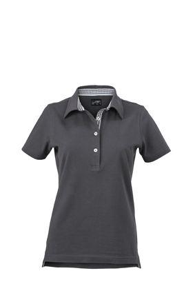 Ladies Plain Polo James & Nicholson - graphite/graphite white Ladies Plain Polo James & Nicholson - graphite/graphite white