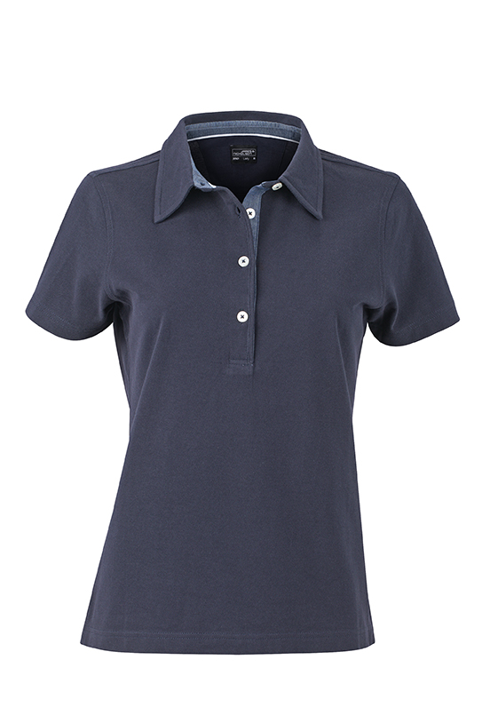 Ladies Plain Polo James & Nicholson - navy/light denim Ladies Plain Polo James & Nicholson - navy/light denim