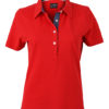 Ladies Plain Polo James & Nicholson - red/dark denim