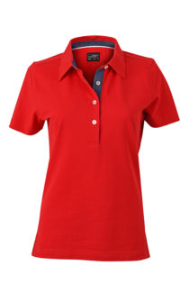 Ladies Plain Polo James & Nicholson - red/dark denim