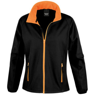 Bedruckbare Damen Soft Shell Jacke Result - black/orange