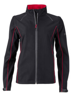 Ladies Zip Off Jacket James & Nicholson - black red