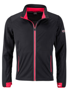 Men's Sports Softshell Jacket James & Nicholson - black lightred