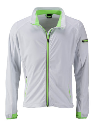 Men's Sports Softshell Jacket James & Nicholson - white brightgreen