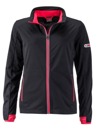 Ladies' Sports Softshell Jacket James & Nicholson - black lightred