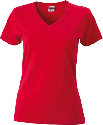 Werbemittel Damen T-Shirt V-Ausschnittn V-Ausschnitt T-Shirt - red