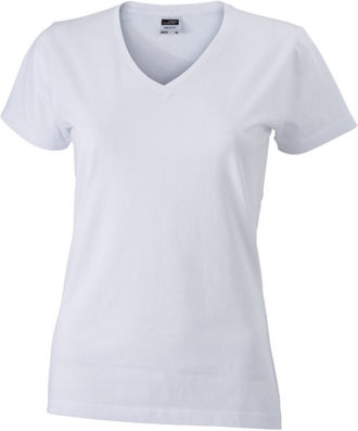 Werbemittel Damen T-Shirt V-Ausschnitt - white