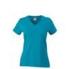 Werbemittel Damen T-Shirt V-Ausschnitt - caribbeanblue