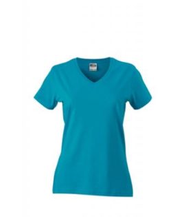 Werbemittel Damen T-Shirt V-Ausschnitt - caribbeanblue