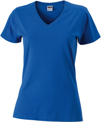 Heavy Super Club Damen V-Ausschnitt T-Shirtn V-Ausschnitt T-Shirt  - cobalt