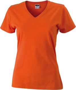 Werbemittel Damen T-Shirt V-Ausschnitt - dark orange