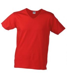 T-Shirt Slim Fit Men mit V-Ausschnitt - red