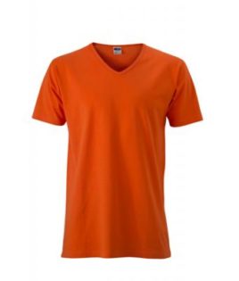 T-Shirt Slim Fit Men mit V-Ausschnitt - dark orange