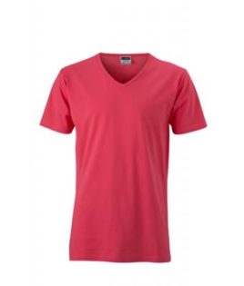 T-Shirt Slim Fit Men mit V-Ausschnitt - light berry