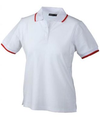 Ladies Tipping Polo - white red