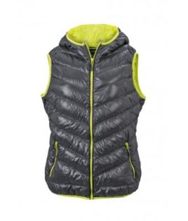 Ladies' Down Vest - carbon/acid yellow