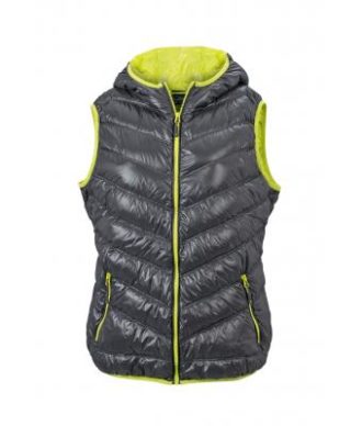 Ladies' Down Vest - carbon/acid yellow