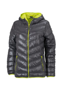 Werbeartikel Daunenjacke James Nicholson - carbon/acid yellow