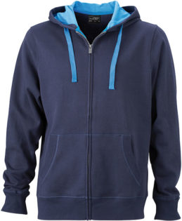 Werbeartikel Kapuzen Sweat Jacke - navy/cobalt