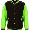 Electric Varsity Jacket Just Hoods - jet black electric green