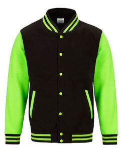 Electric Varsity Jacket Just Hoods - jet black electric green