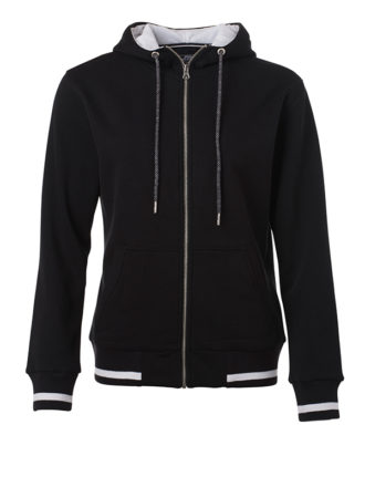 Ladies Club Sweat Jacket James and Nicholson - black white