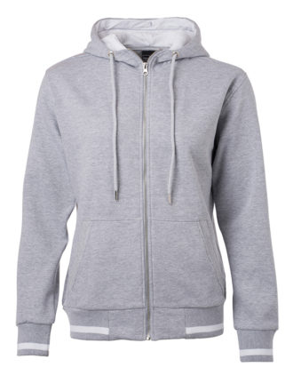 Ladies Club Sweat Jacket James and Nicholson - grey heather white