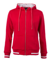 Ladies Club Sweat Jacket James and Nicholson - red white