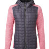 Ladies Knitted Hybrid Jacket James & Nicholson - pink melange anthracite melange