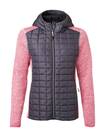 Ladies Knitted Hybrid Jacket James & Nicholson - pink melange anthracite melange