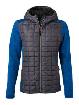 Ladies Knitted Hybrid Jacket James & Nicholson - royal melange anthracite melange